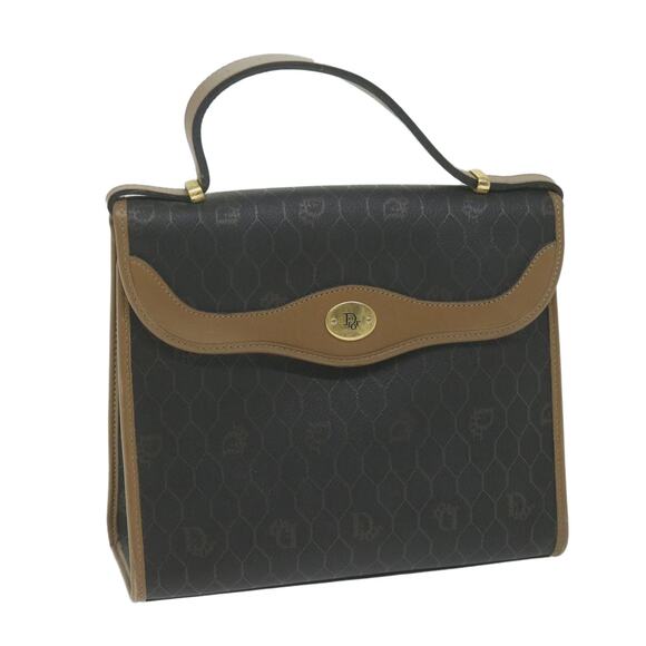 DIOR Honeycomb Canvas Hand Bag Leather Black - Picture 1 of 16